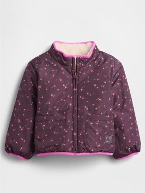 GAP Girls Reversible Cozy Jacket in Burgundy Plum 4T